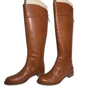 Nine West Brown Women Sz.7.5 Leather Zip-up Knee-High Boots
